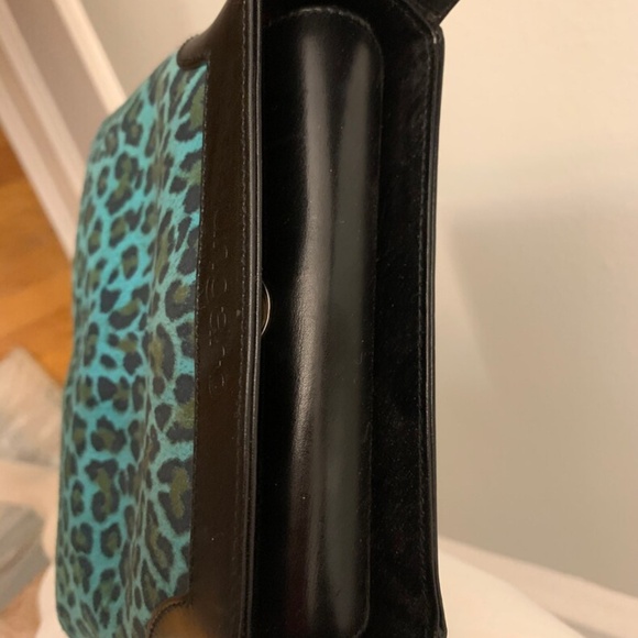 Emanuel Ungaro Paris Teal/Black Animal Purse /Leather & Suede - Picture 5 of 10